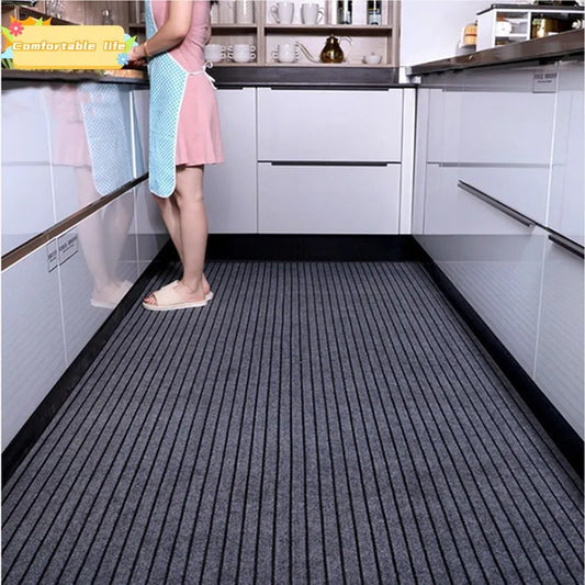 DIY Washable Non-slip Kitchen Mat Doormat Long Corridor Carpet  Bathroom Hallway Entrance Solid Color Stripe Kitchen Rug