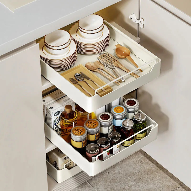 Pull-out Kitchen Storage Rack with Slide Rails Free of Installation Kitchen Spice Box Storage Rack Cabinets Organizer