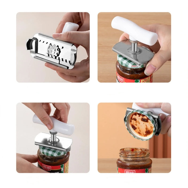 Multi-function Bottle Cap Opener Stainless Steel Adjustable Lids Off Jar Opener Labor-saving Screw Can Opener for Kitchen Gadget