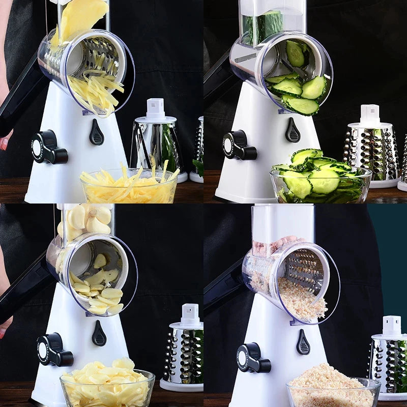 Multifunction Vegetable Chopper 3-in-1 Round Chopper Mandolin Shredder Manual Potato Carrot Cheese Graters Kitchen Accessories