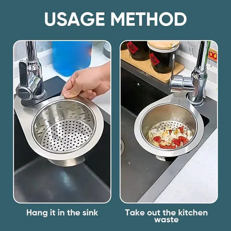 Stainless Steel Swan Sink Strainer Basket Removable Goosehead Storage Drainage Basket Goosehead Hanging Wet & Dry Drainage Racks