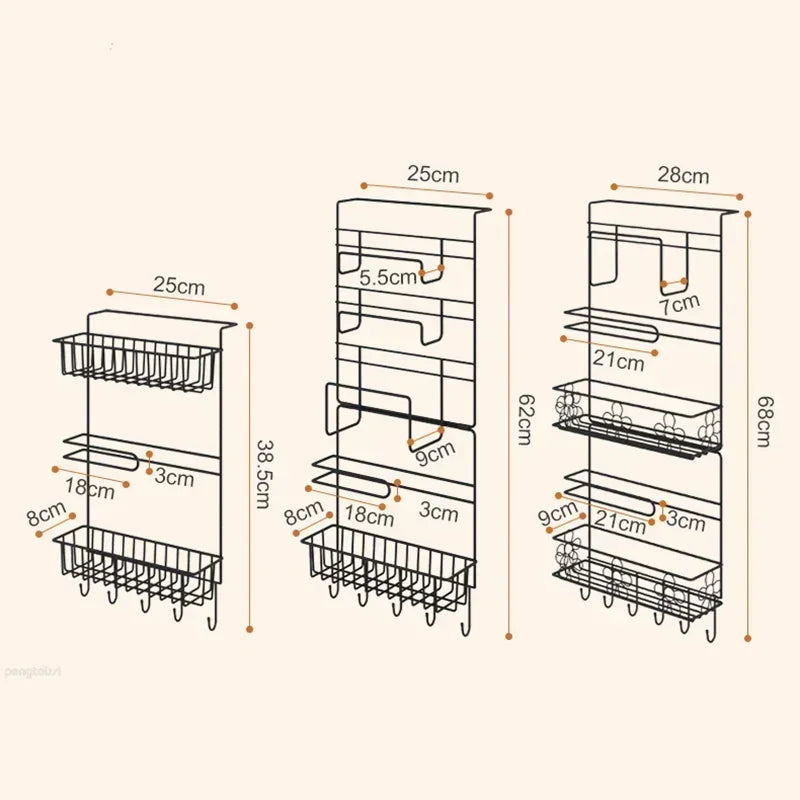 Refrigerator Side Organizer Multilayer Fridge Wall Side Hanger Shelf Kitchen Spice Organizer Refrigerator Rack Kitchen Gadgets