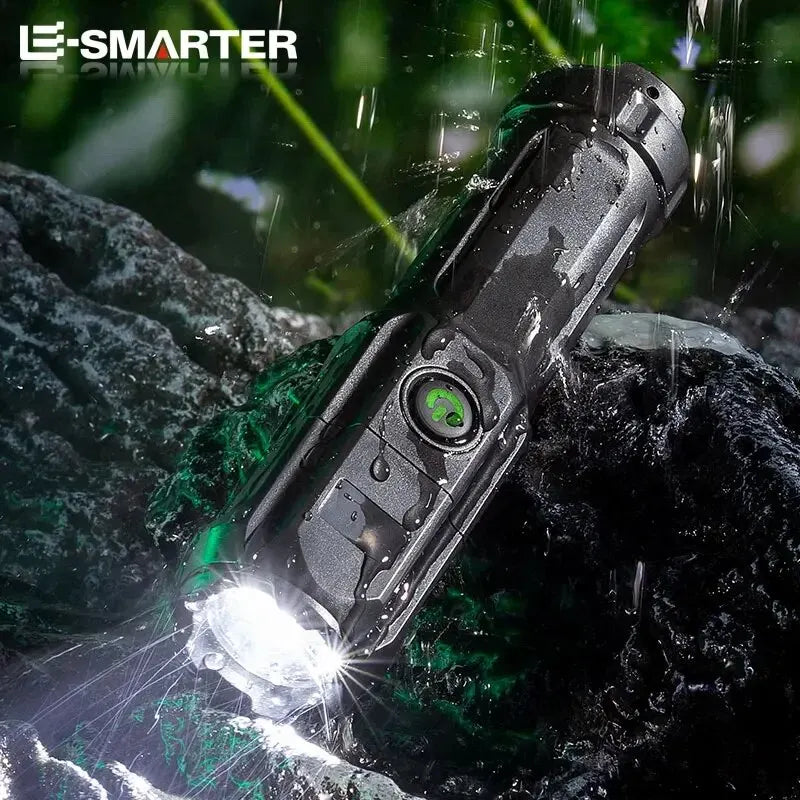 4 Lighting Mode Strong LED Flashlights Telescopic Zoom Tactical Torch USB 18650 Portable Spotlight Long-Range Camping Flashlight