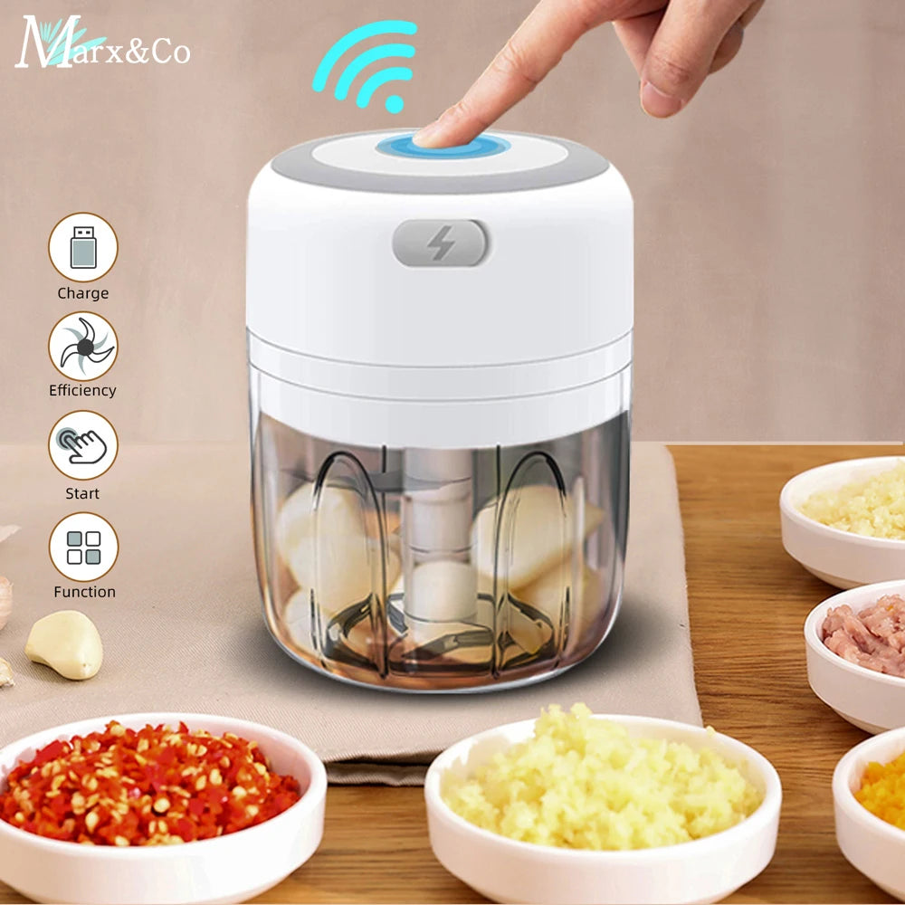 100/250ml Mini Electric Garlic Crusher Vegetable Cutter Chili  Masher Durable Garlic Chopper USB Charging Kitchen Accessories