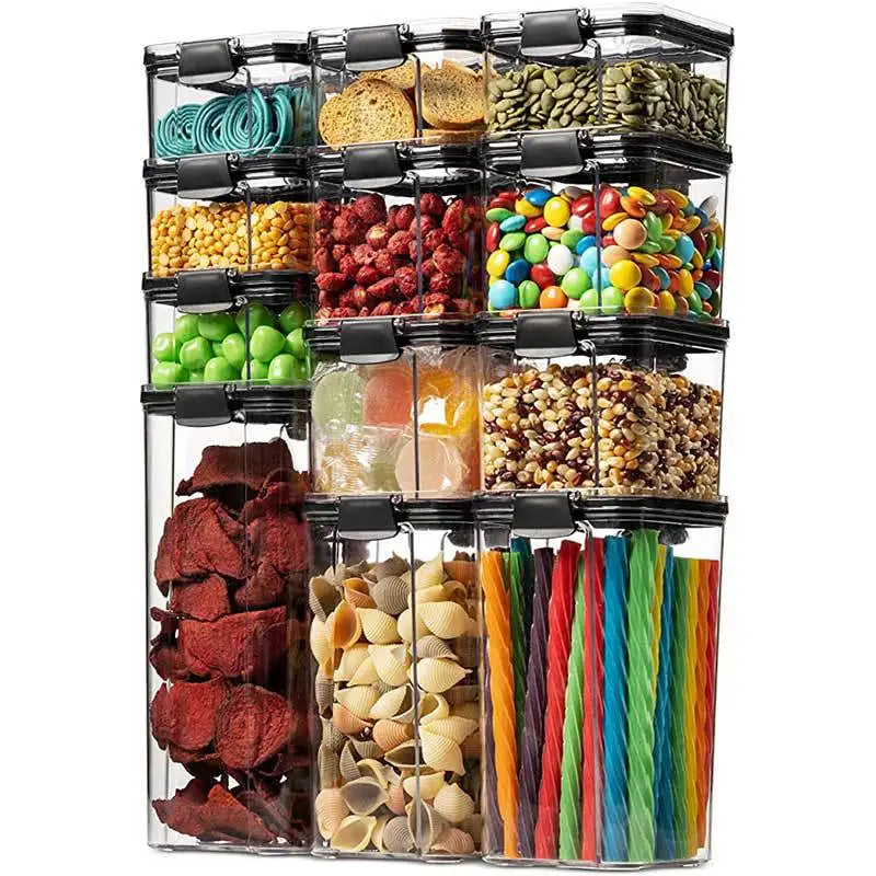 Kitchen Sealed Jar Stackable Plastic Fresh Organization Storage Transparent Food Container Grain Dried Fruit Kitchen Storage Box